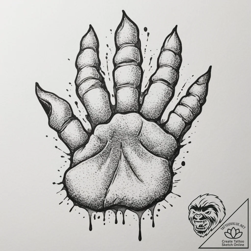 A close-up of a house cat's paw, showing the... - tattoo sketch (№1755081531_0, 13.08.2025 10:38) — tattoovalue.net