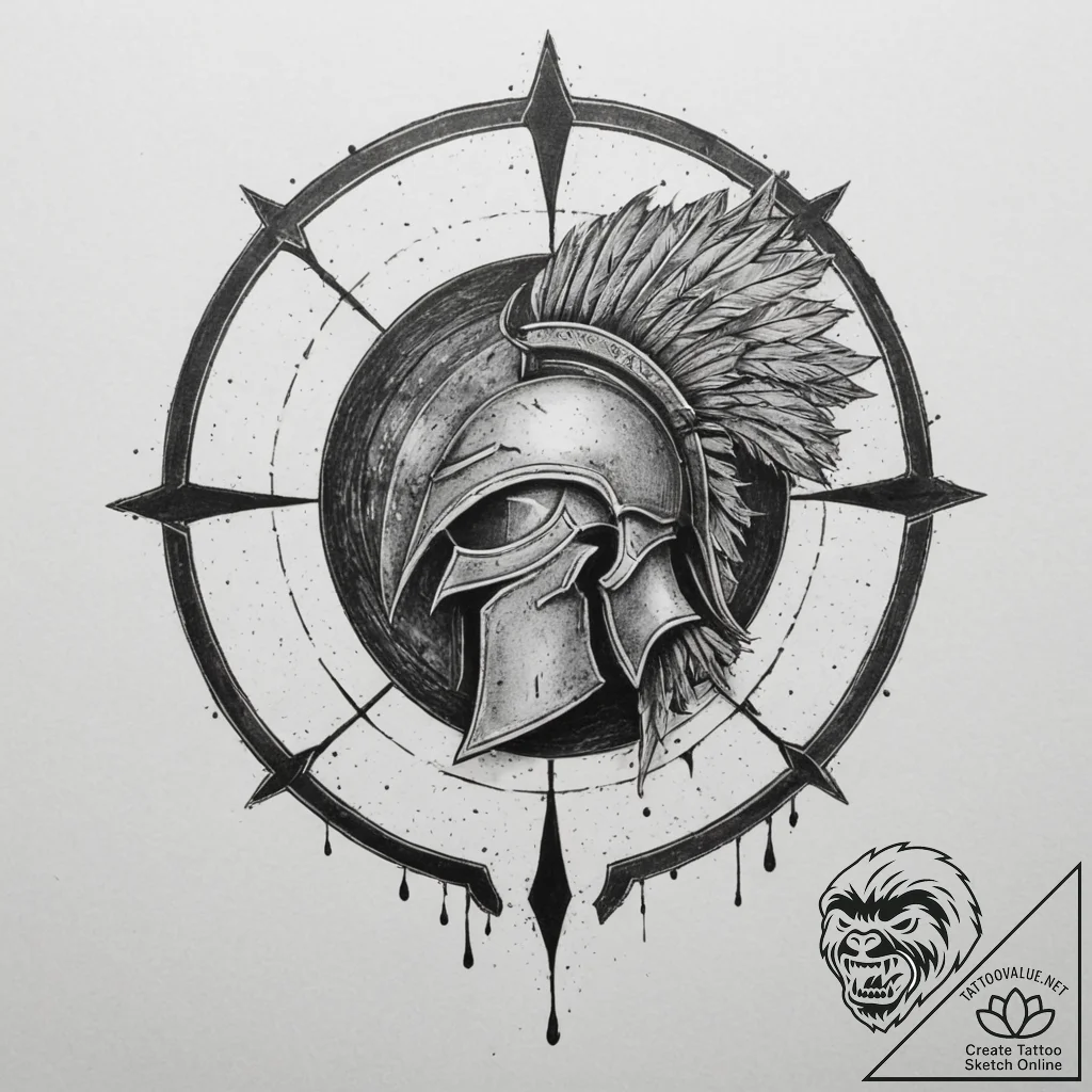 Tattoo design a spartan shield with subtle cr... - tattoo sketch (№1755081926_0, 13.08.2025 10:45) — tattoovalue.net