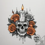 Tattoo design a single, dripping candle, evok… – tattoo sketch (№1755082325_0, 13.08.2025 10:52) — tattoovalue.net