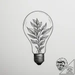 Lightbulb with a plant growing inside – tattoo sketch (№1755082924_0, 13.08.2025 11:02) — tattoovalue.net