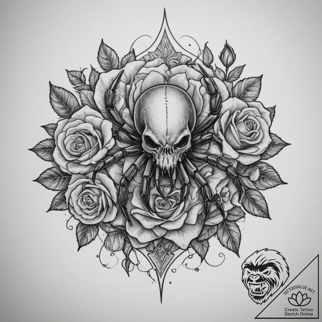Tarantula, tattoo sketch design, clean lines,... - tattoo sketch (№1755083325_0, 13.08.2025 11:08) — tattoovalue.net