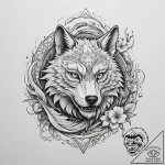 A sketch style tattoo of a wolf and a falcon,… – tattoo sketch (№1755084120_0, 13.08.2025 11:22) — tattoovalue.net