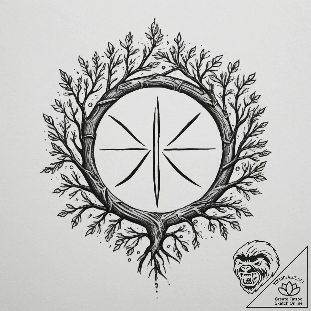 69. tattoo design: a "alatyr" rune appearing... - tattoo sketch (№1755084518_0, 13.08.2025 11:28) — tattoovalue.net