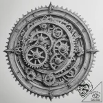 The inside of a clock tower, showing the mass… – tattoo sketch (№1755085314_0, 13.08.2025 11:41) — tattoovalue.net