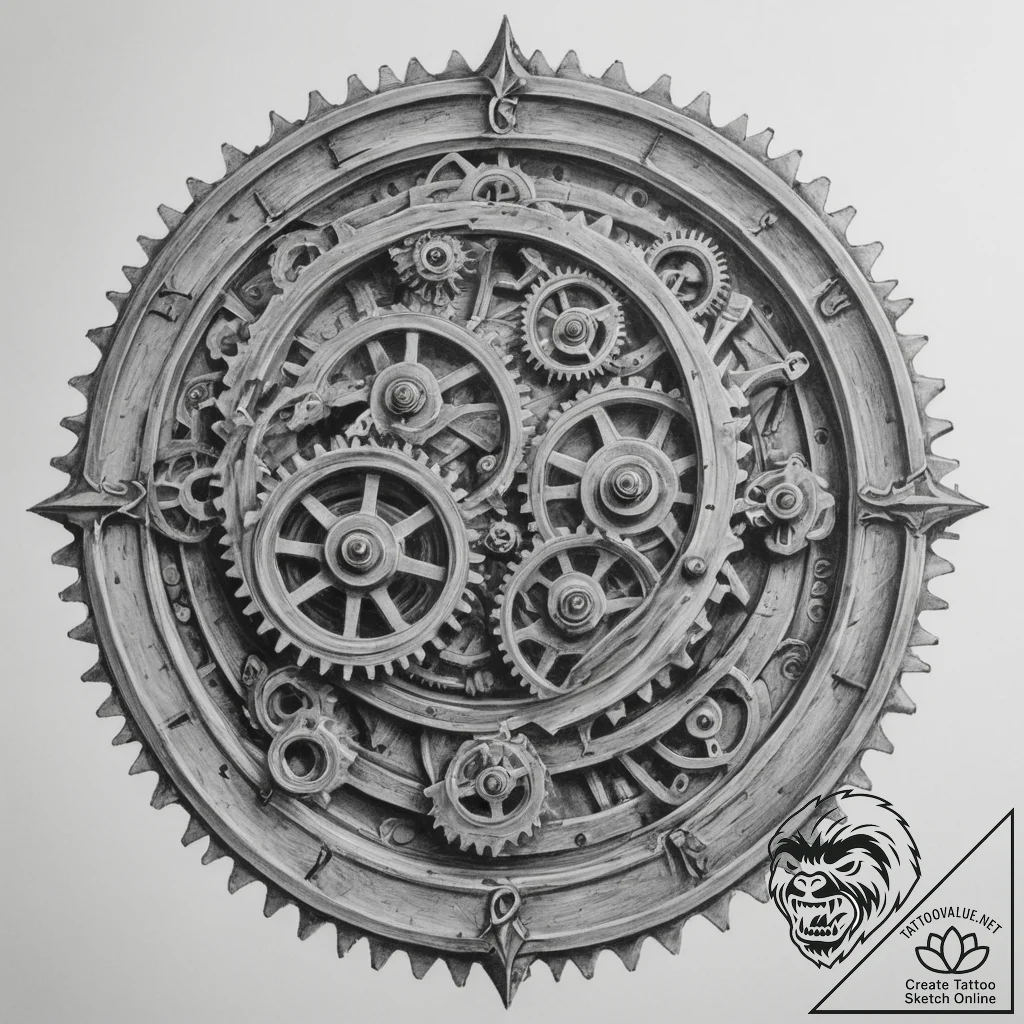 The inside of a clock tower, showing the mass... - tattoo sketch (№1755085314_0, 13.08.2025 11:41) — tattoovalue.net