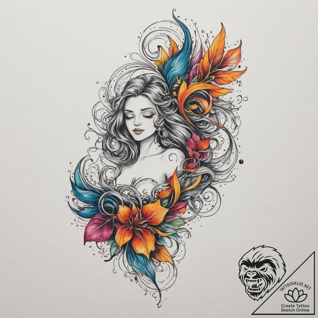 Tattoo design a continuous abstract line that... - tattoo sketch (№1755085711_0, 13.08.2025 11:48) — tattoovalue.net