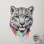 Snow leopard – minimalism, vibrant color – tattoo sketch (№1755085816_0, 13.08.2025 11:50) — tattoovalue.net