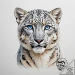 Young snow leopard with blue eyes – tattoo sketch (№1755085953_0, 13.08.2025 11:52) — tattoovalue.net