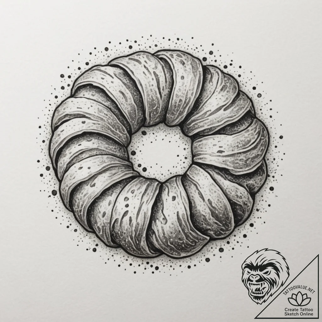 Croissant, tattoo sketch design, muted color... - tattoo sketch (№1755086120_0, 13.08.2025 11:55) — tattoovalue.net
