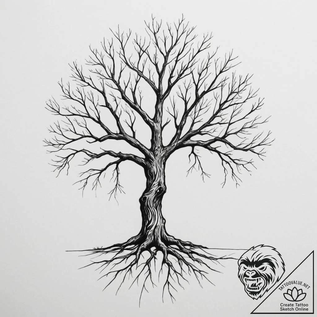 Tattoo sketch 'skill tree' with branching lin... - tattoo sketch (№1755086715_0, 13.08.2025 12:05) — tattoovalue.net