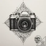Camera, artistic tattoo sketch, dotwork tatto… – tattoo sketch (№1755086910_0, 13.08.2025 12:08) — tattoovalue.net