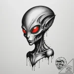 Tattoo design an alien creature’s silhouette… – tattoo sketch (№1755088099_0, 13.08.2025 12:28) — tattoovalue.net