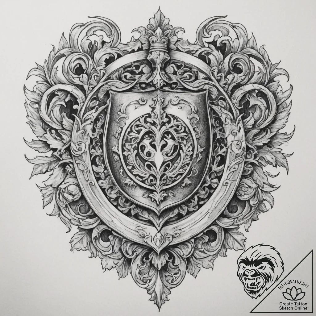 Tattoo sketch a family crest (generic, non-sp... - tattoo sketch (№1755089300_0, 13.08.2025 12:48) — tattoovalue.net