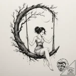 Tattoo design a silhouette of a girl on a swi… – tattoo sketch (№1755090520_0, 13.08.2025 13:08) — tattoovalue.net