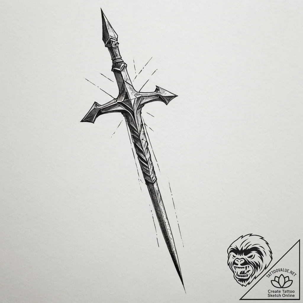 Tattoo design a spartan spear piercing throug... - tattoo sketch (№1755090717_0, 13.08.2025 13:11) — tattoovalue.net