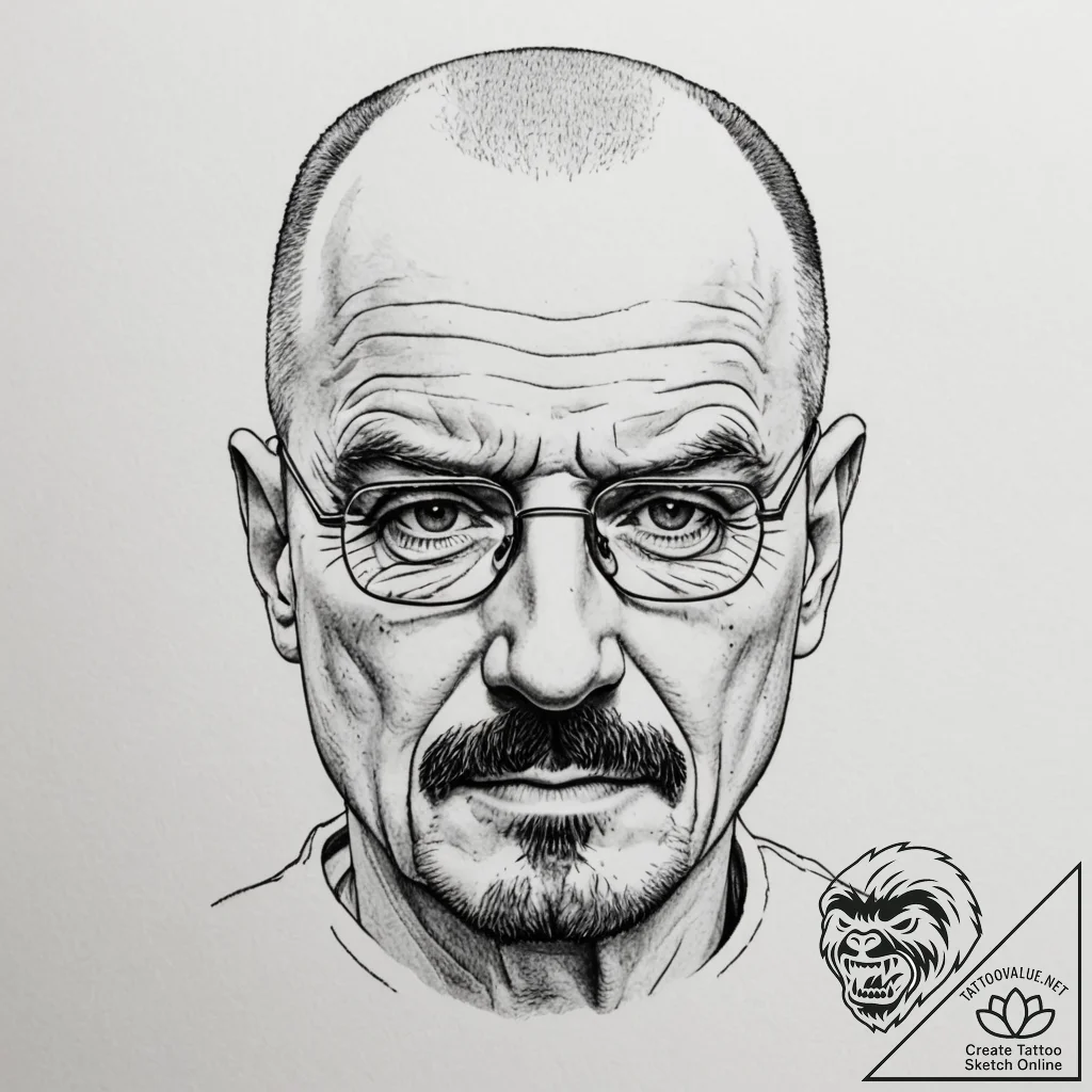 Walter white's face from breaking bad, tattoo... - tattoo sketch (№1755090917_0, 13.08.2025 13:15) — tattoovalue.net