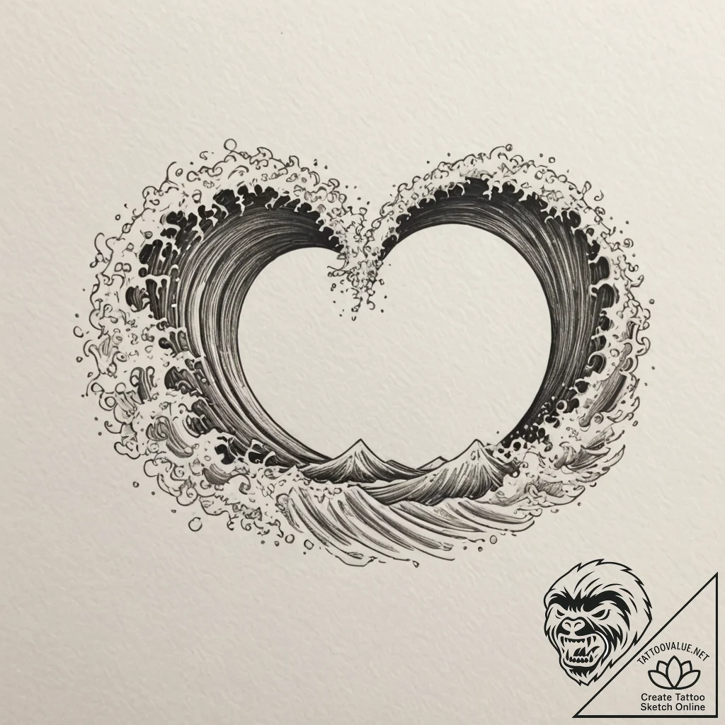 Tattoo sketch a wave that splits into two, on... - tattoo sketch (№1755092916_0, 13.08.2025 13:48) — tattoovalue.net