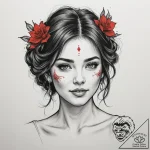 Tattoo design: a portrait of lada, with a ben… – tattoo sketch (№1755093314_0, 13.08.2025 13:55) — tattoovalue.net