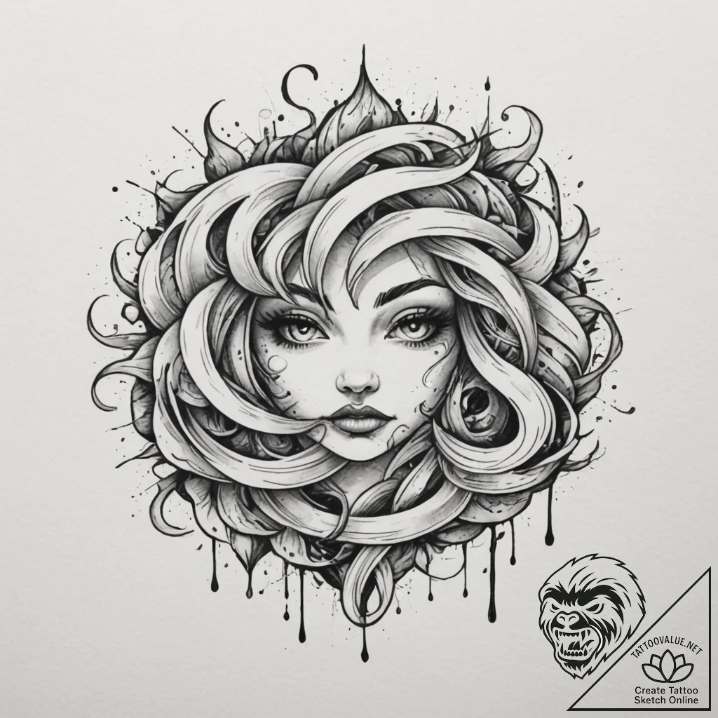 Tattoo design a flowing watercolor blend for... - tattoo sketch (№1755094506_0, 13.08.2025 14:15) — tattoovalue.net