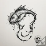 Tattoo design a powerful, simple fishing hook… – tattoo sketch (№1755095102_0, 13.08.2025 14:25) — tattoovalue.net