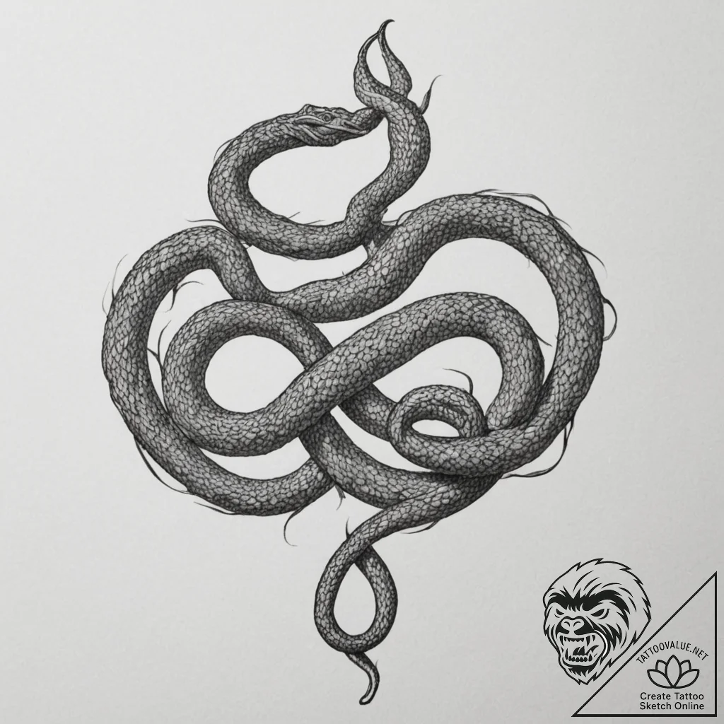 Tattoo sketch: a coiled serpent, a symbol of... - tattoo sketch (№1755095300_0, 13.08.2025 14:28) — tattoovalue.net