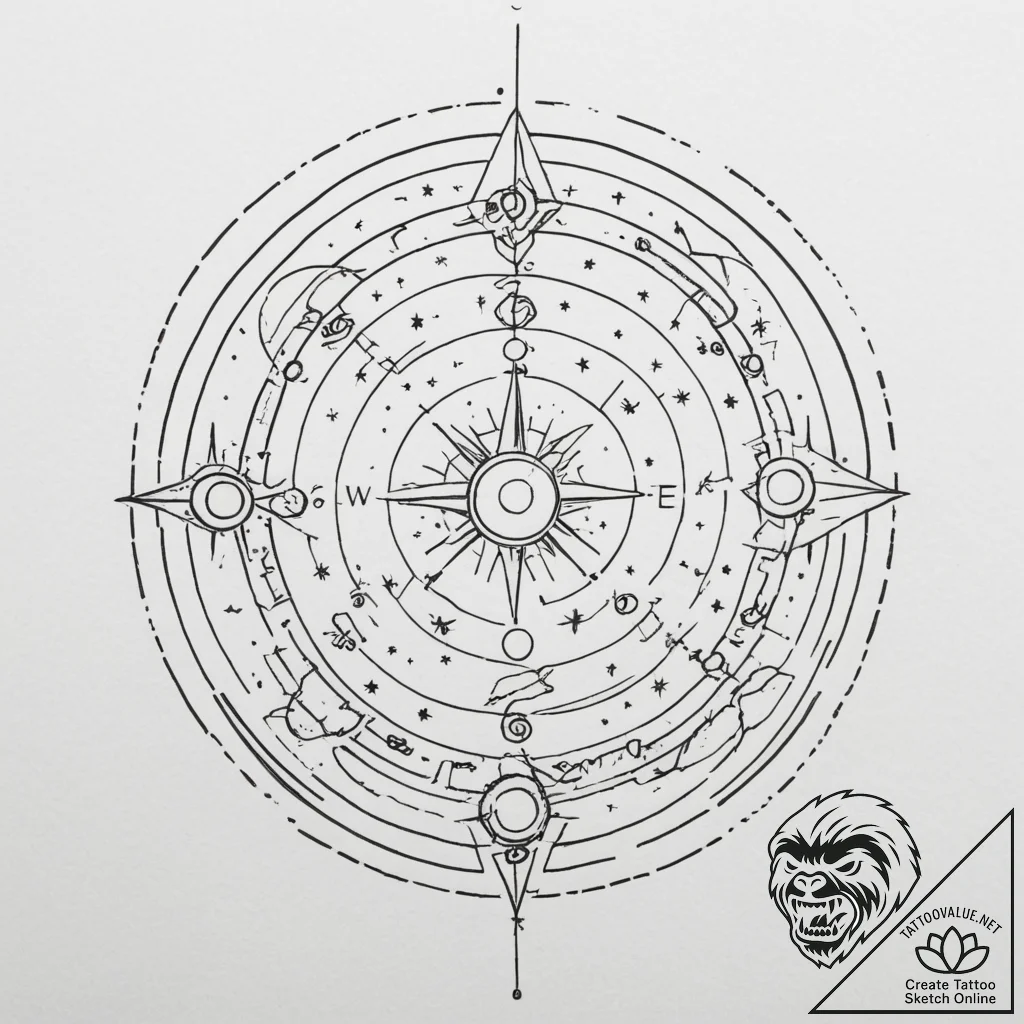 Tattoo design a celestial map with the chosen... - tattoo sketch (№1755095500_0, 13.08.2025 14:31) — tattoovalue.net