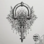 Tattoo design a pixelated key unlocking a rea… – tattoo sketch (№1755095697_0, 13.08.2025 14:34) — tattoovalue.net