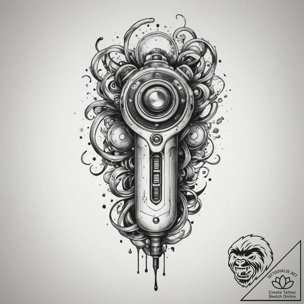 Tattoo sketch a stylized joystick with wires... - tattoo sketch (№1755096303_0, 13.08.2025 14:45) — tattoovalue.net