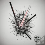 A lightsaber, tattoo line art, black and grey… – tattoo sketch (№1755096500_0, 13.08.2025 14:48) — tattoovalue.net