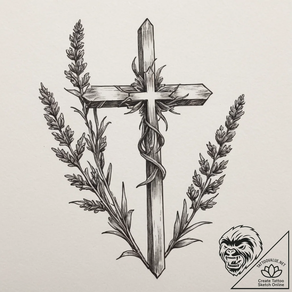 A sprig of lavender, tattoo flash sheet desig... - tattoo sketch (№1755097499_0, 13.08.2025 15:04) — tattoovalue.net
