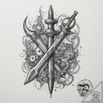 Tattoo sketch: a celestial blacksmith’s tools… – tattoo sketch (№1755098501_0, 13.08.2025 15:21) — tattoovalue.net
