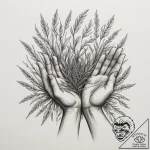 Tattoo sketch: a stylized depiction of hands… – tattoo sketch (№1755101338_0, 13.08.2025 16:08) — tattoovalue.net