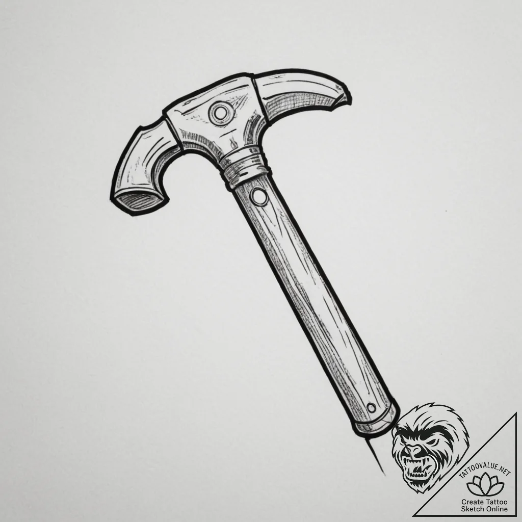 Tattoo design a powerful and simple hammer ou... - tattoo sketch (№1755102132_0, 13.08.2025 16:22) — tattoovalue.net