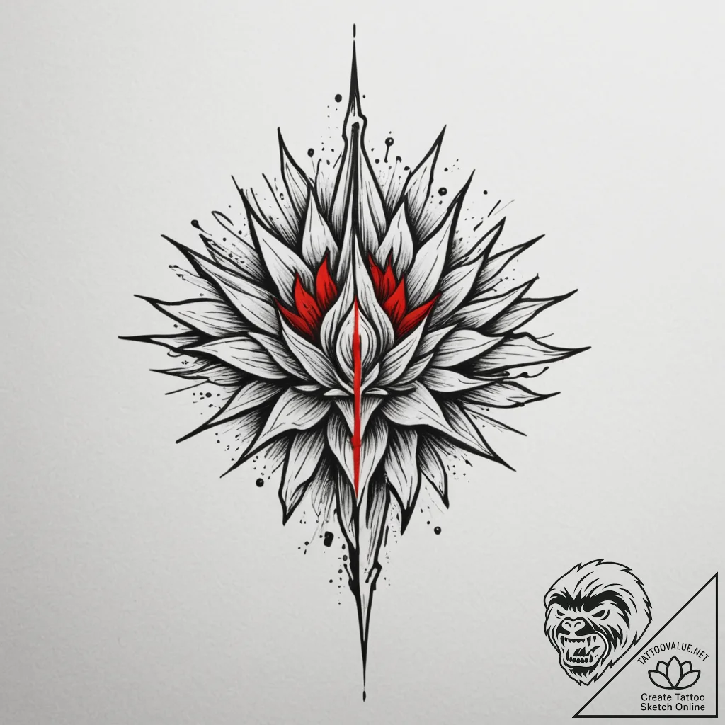 Ray, ink illustration for tattoo, black and r... - tattoo sketch (№1755102732_0, 13.08.2025 16:32) — tattoovalue.net