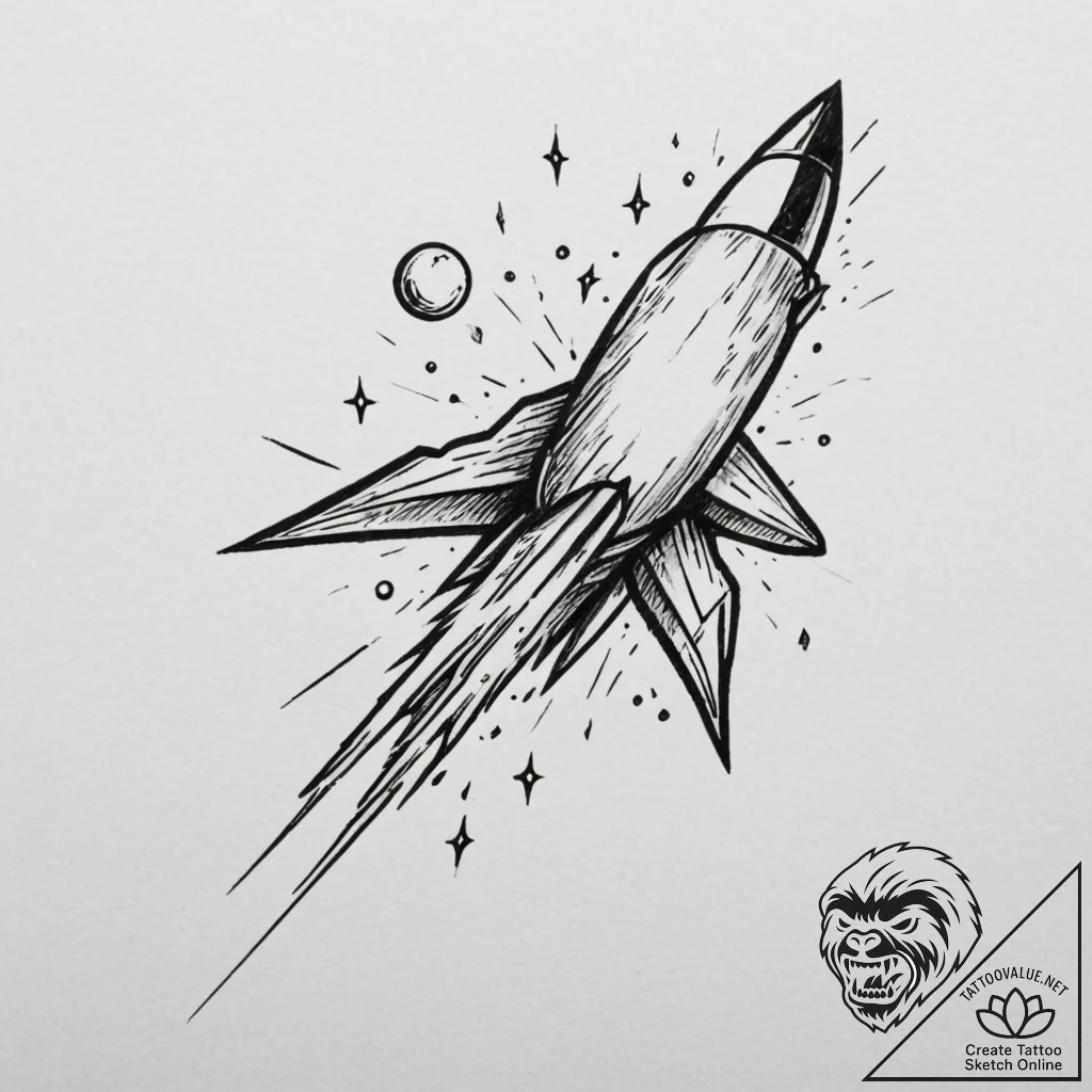 Tattoo design a single, powerful meteor strea... - tattoo sketch (№1755104502_0, 13.08.2025 17:01) — tattoovalue.net