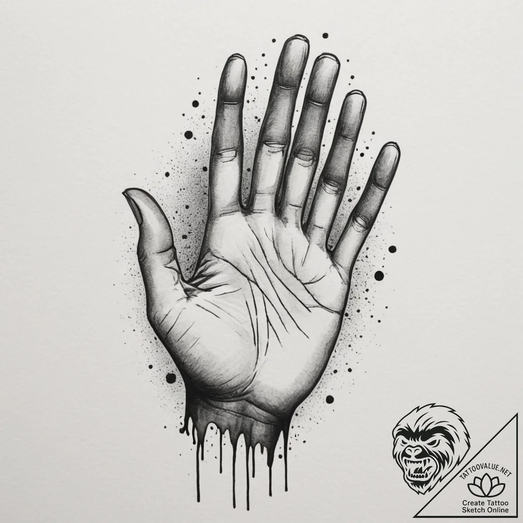 Tattoo design a delicate hand reaching out to... - tattoo sketch (№1755104897_0, 13.08.2025 17:08) — tattoovalue.net