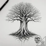 Tattoo design a powerful, ancient banyan tree… – tattoo sketch (№1755105093_0, 13.08.2025 17:11) — tattoovalue.net