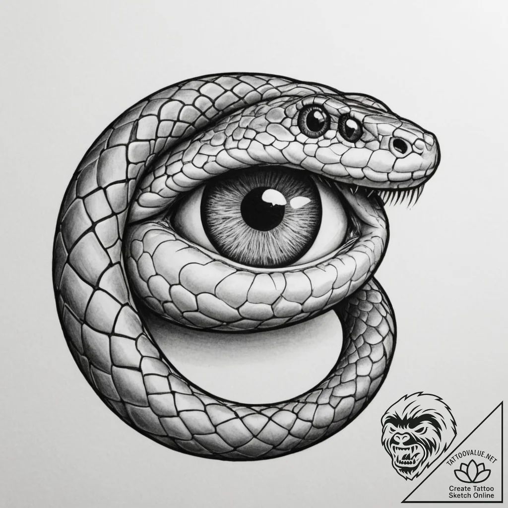 Tattoo design a single, unblinking snake's ey... - tattoo sketch (№1755105290_0, 13.08.2025 17:14) — tattoovalue.net