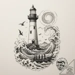 Tattoo sketch a lighthouse beam connecting tw… – tattoo sketch (№1755105683_0, 13.08.2025 17:21) — tattoovalue.net