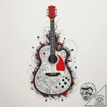 Guitar, tattoo drawing outline, on a clean wh… – tattoo sketch (№1755105879_0, 13.08.2025 17:24) — tattoovalue.net