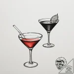 A dimly lit, atmospheric speakeasy bar with v… – tattoo sketch (№1755106470_0, 13.08.2025 17:34) — tattoovalue.net