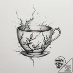 Broken teacup (kintsugi style), tattoo sketch… – tattoo sketch (№1755106666_0, 13.08.2025 17:37) — tattoovalue.net