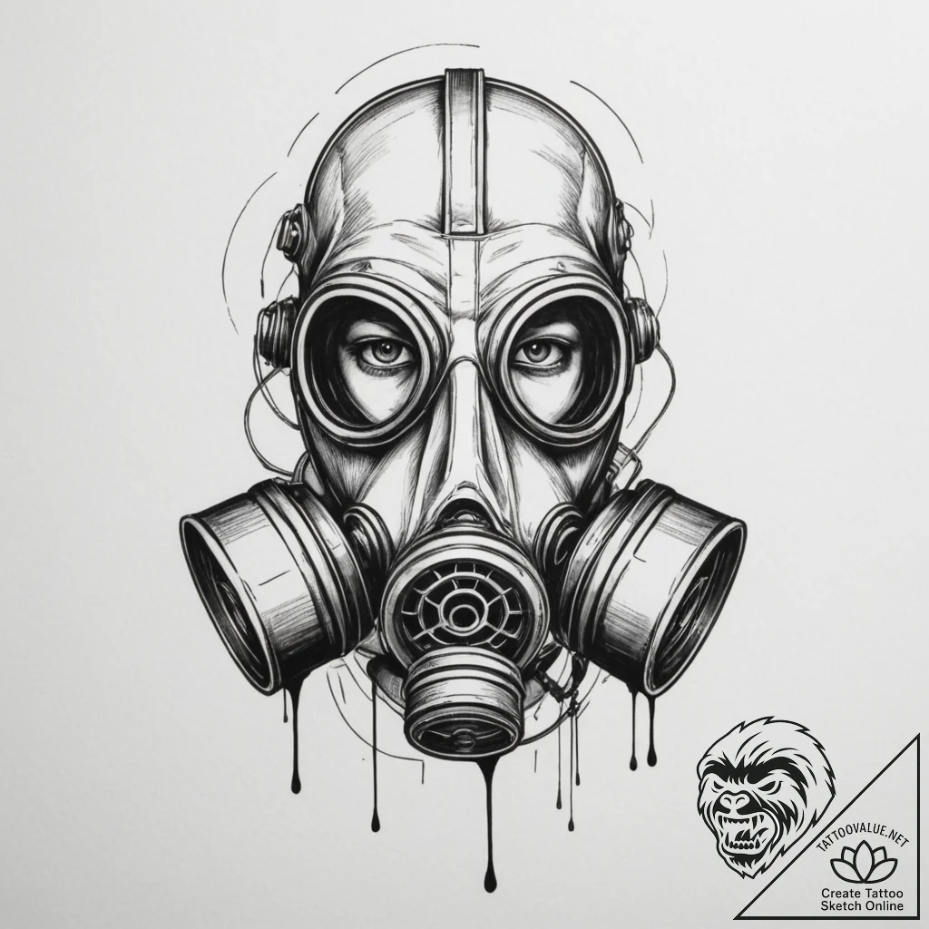 Tattoo sketch a minimalist gas mask silhouett... - tattoo sketch (№1755107059_0, 13.08.2025 17:44) — tattoovalue.net