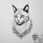 Tattoo design a silhouette of a cat, with a c… – tattoo sketch (№1755107848_0, 13.08.2025 17:57) — tattoovalue.net