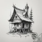 Baba yaga’s hut on chicken legs – tattoo sketch (№1755108046_0, 13.08.2025 18:00) — tattoovalue.net