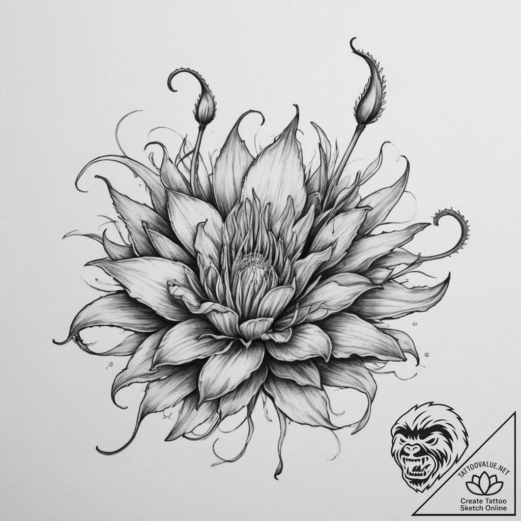 Venus flytrap, tattoo flash sheet design, on... - tattoo sketch (№1755108242_0, 13.08.2025 18:04) — tattoovalue.net