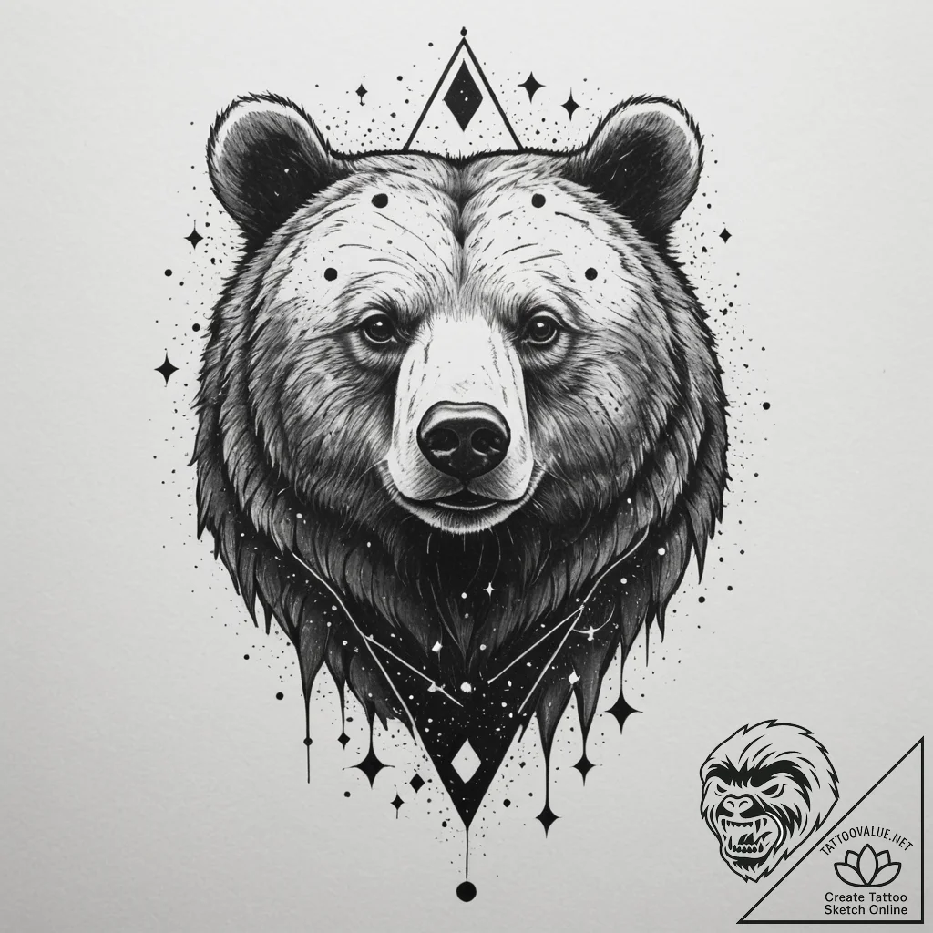 A bear made of constellations, tattoo flash s... - tattoo sketch (№1755108442_0, 13.08.2025 18:07) — tattoovalue.net