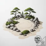 A serene japanese zen garden with raked sand… – tattoo sketch (№1755108840_0, 13.08.2025 18:14) — tattoovalue.net
