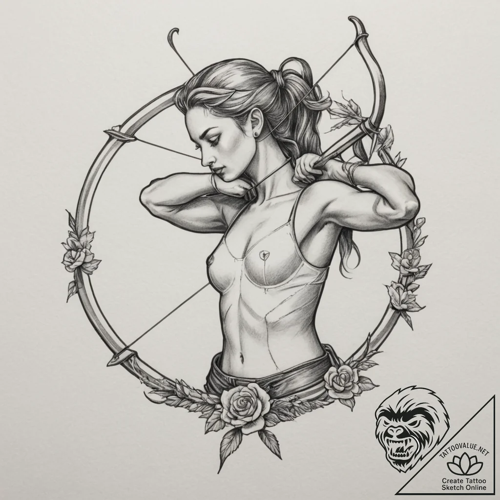 Tattoo sketch a realistic sagittarius archer,... - tattoo sketch (№1755109040_0, 13.08.2025 18:17) — tattoovalue.net
