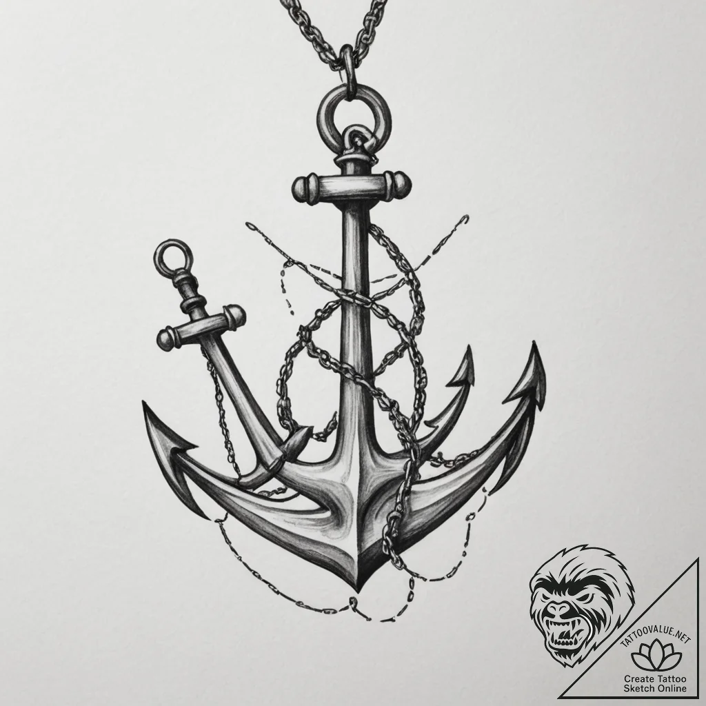 Tattoo design a pair of anchors, one on each... - tattoo sketch (№1755109239_0, 13.08.2025 18:20) — tattoovalue.net